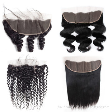 Hair Closure Pre Plucked Deep Wave Fuxin Raw Indian 13x6 Swiss Hd Lace Frontal 100% Virgin Remy Human Hair 1 Piece Hd Closure